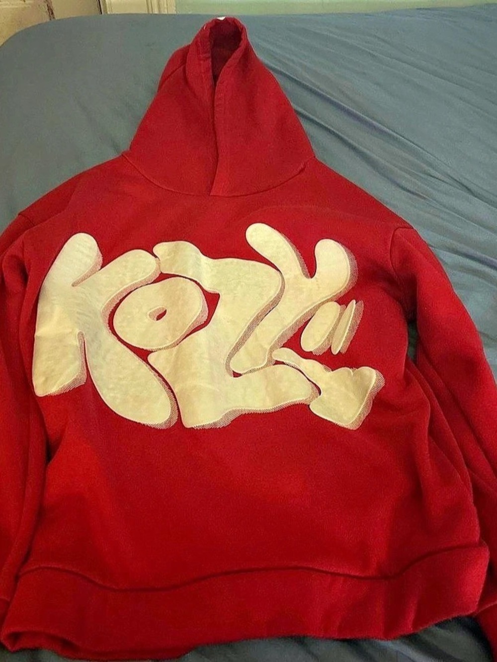 Graphic Pullover Hoodie in Red Like New